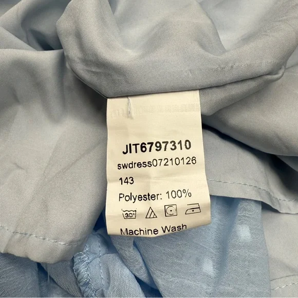 SHEIN Light Blue Midi Dress with Puff Sleeves - Picture 7 of 9